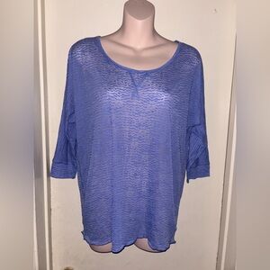 Prana. Blue 3/4 Sleeve Boxy Blouse. Size S